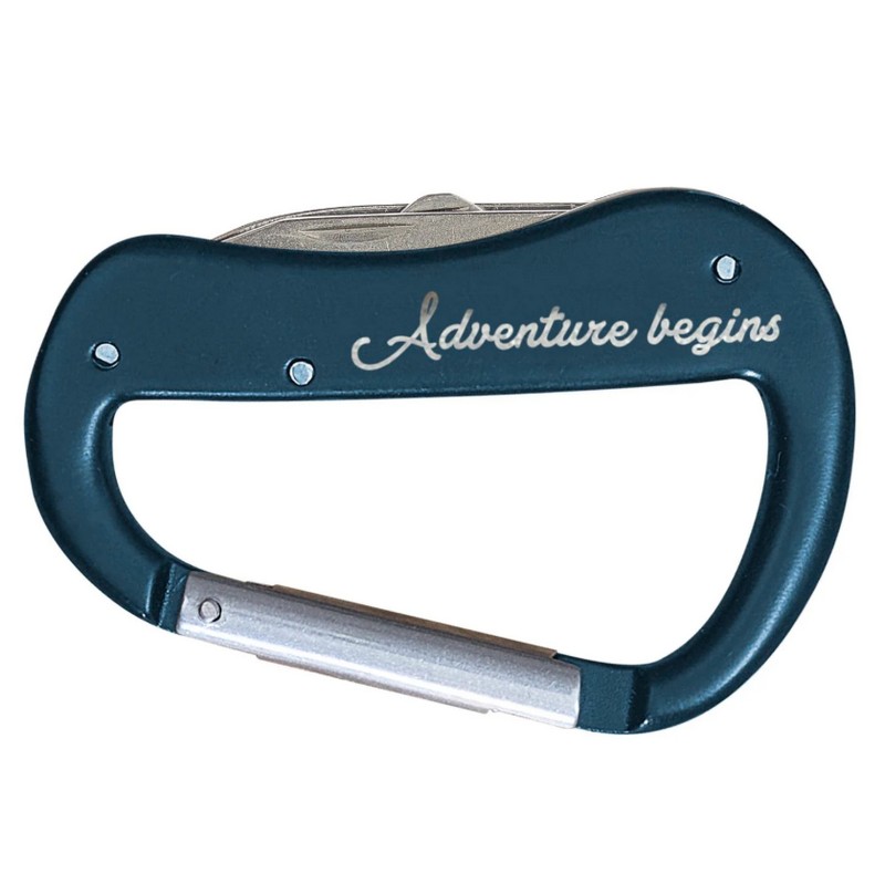 Portachiavi moschettone multiutensile 5 in 1 con lima, apribottiglie, coltello e forbici, per un classico regalo uomo